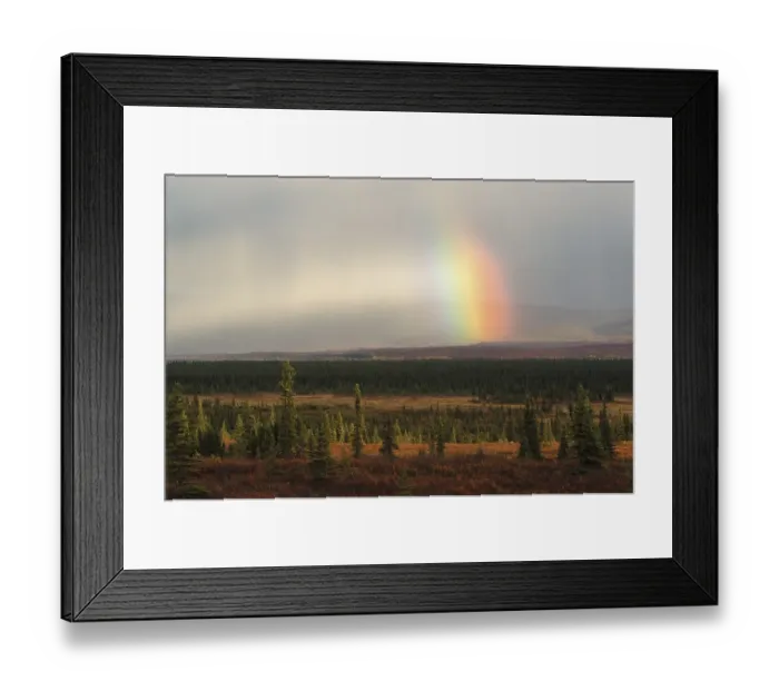 Framed Print : Atmospheric ligth with rainbow Denali Nationalpark Alaska USA