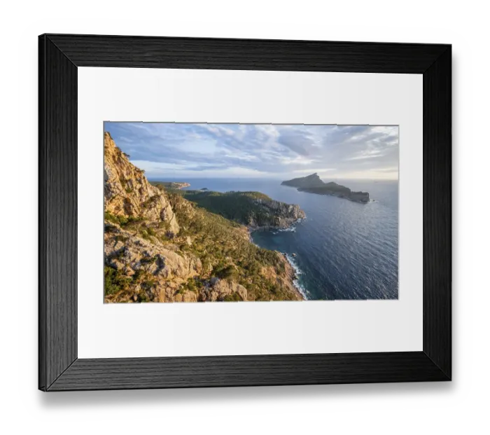 Framed Print : View of mountains and coast with sea