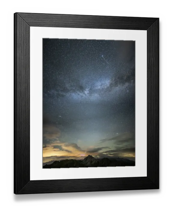 Framed Print : Milky Way and starry sky with Montafon mountains