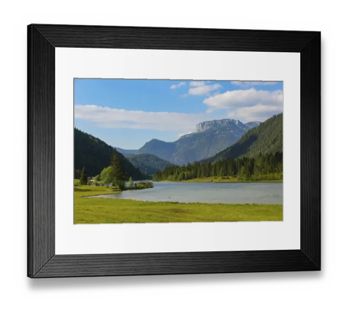 Framed Print : Mountain lake, Pillersee, behind it Steinplatte