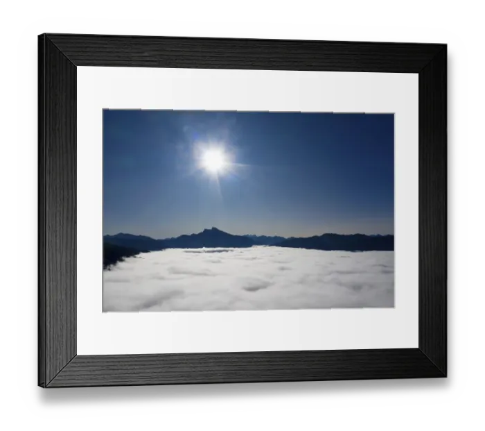 Framed Print : Schafberg and Dragon Wall rising out of the sea of fog
