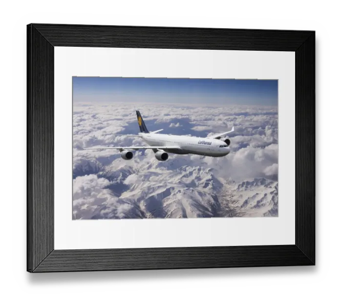 Framed Print : Lufthansa Airbus A340 in flight