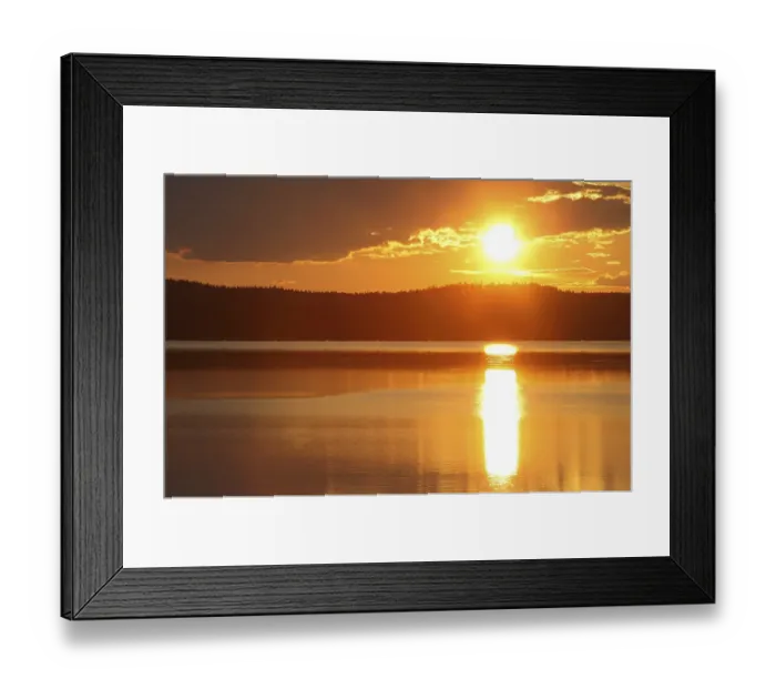 Framed Print : Sunset on a lake in the Kvikkjokk National Park