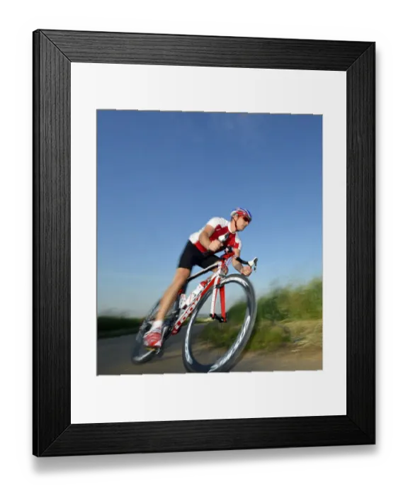 Framed Print : Cyclist, professional racing bike
