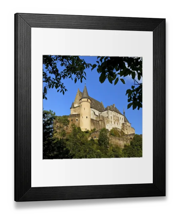 Framed Print : Vianden Castle, hilltop castle above the town