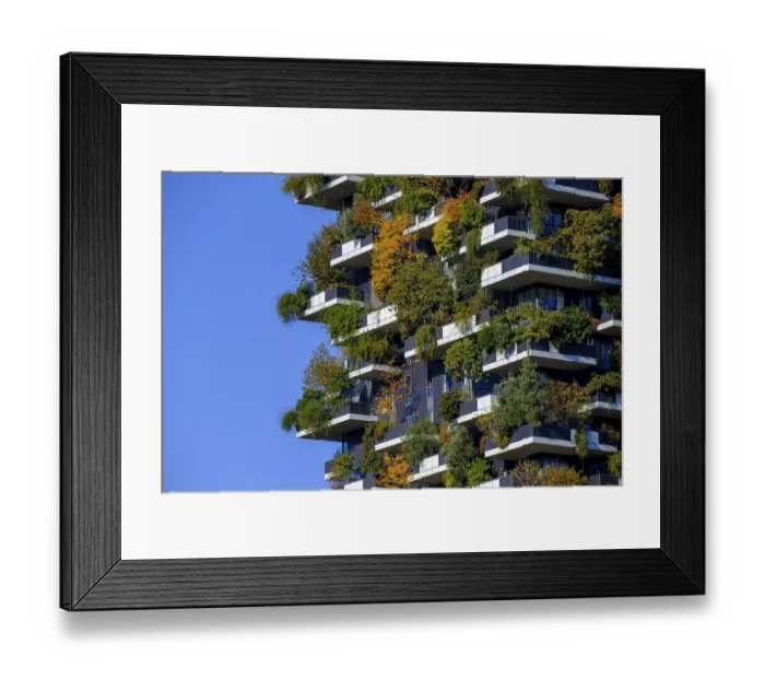 Framed Print : Bosco Verticale, twin tower, green tower block with trees and shrubs