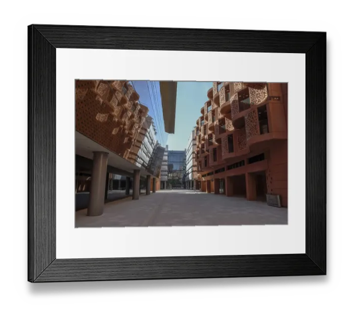 Framed Print : Road through houses, Masdar City urban development project