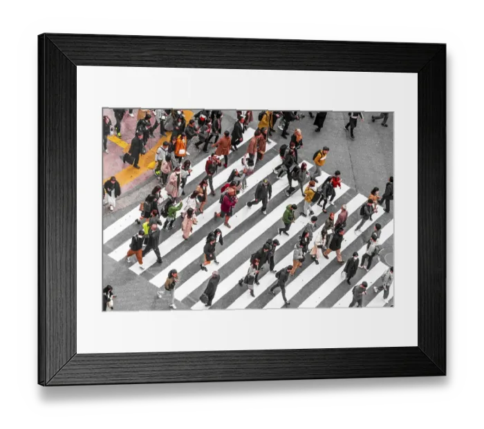 Framed Print : Shibuya crossing, crowds at intersection