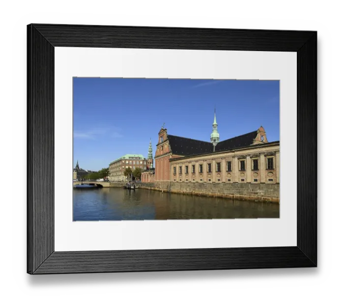 Framed Print : Borsgraven Canal near Holmens Kirke, Church, Copenhagen, Denmark, Europe