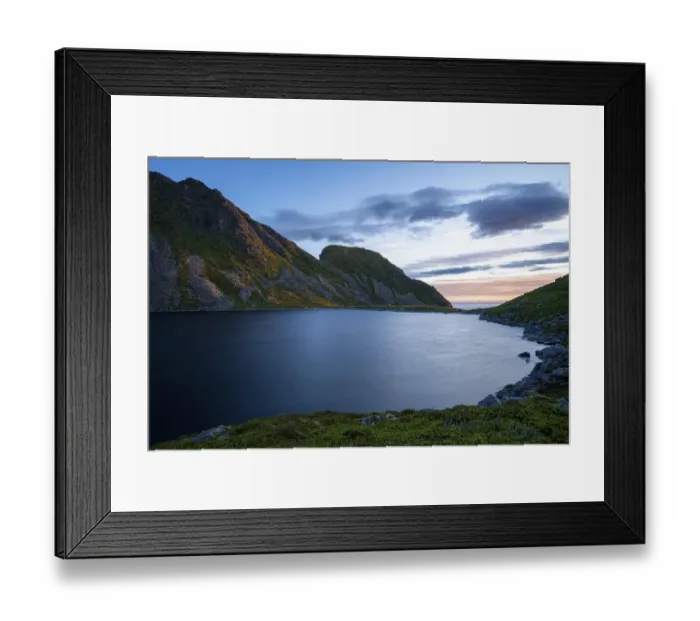 Framed Print : Lake Utdalsvatnet and the Hogskolmem mountain range Framed Print : Lake Utdalsvatnet and the Hogskolmem mountain range