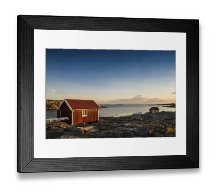 Framed Print : Fisherman's cottage by the sea at sunset Framed Print : Fisherman's cottage by the sea at sunset