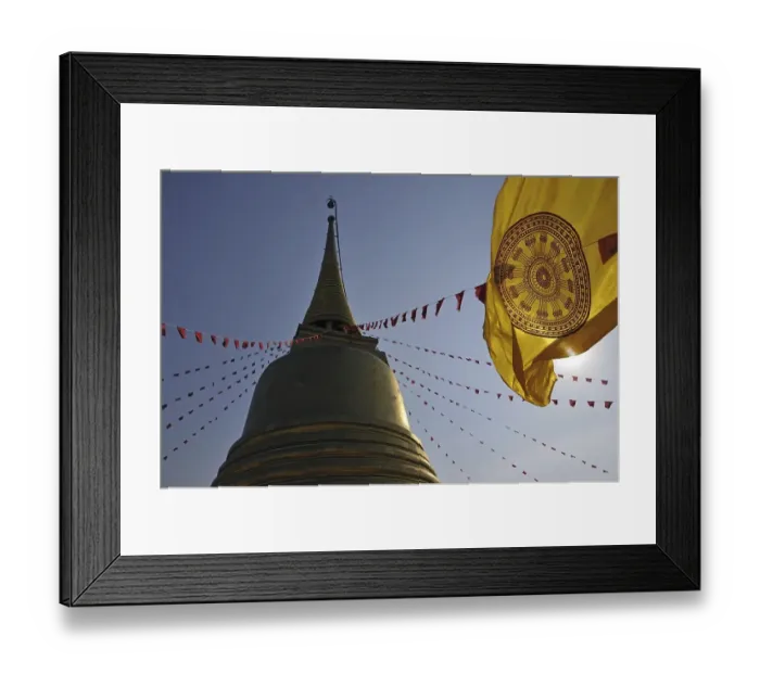 Framed Print : Gilded stupa and Buddhist flag