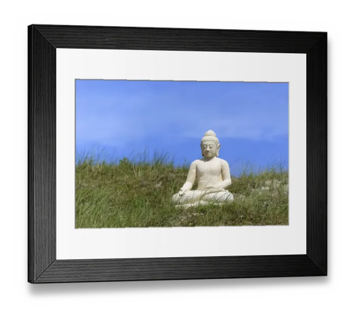 Framed Print : Buddha sculpture in the dunes, Norderney