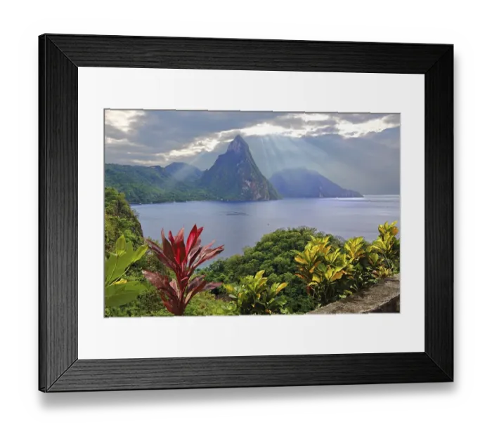 Framed Print : Landscape with the two Pitons, Gros Piton 770m and Petit Piton 743m Framed Print : Landscape with the two Pitons, Gros Piton 770m and Petit Piton 743m