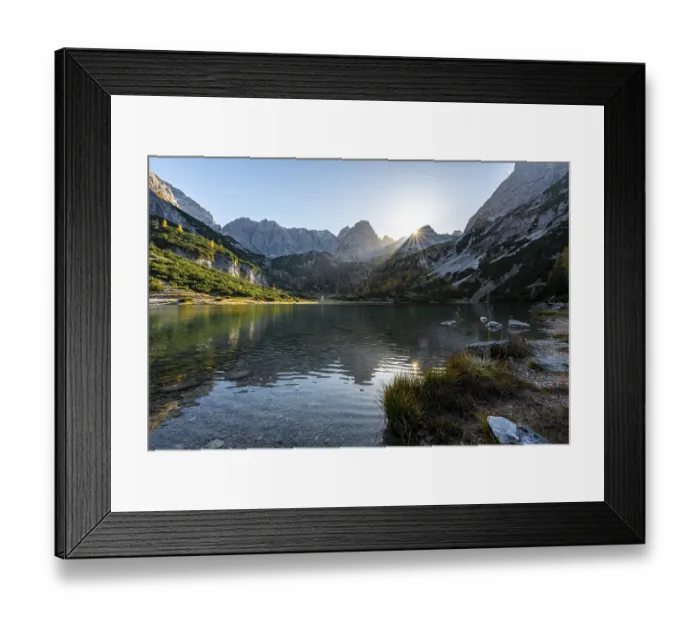 Framed Print : Mountains are reflected in the Seebensee Framed Print : Mountains are reflected in the Seebensee