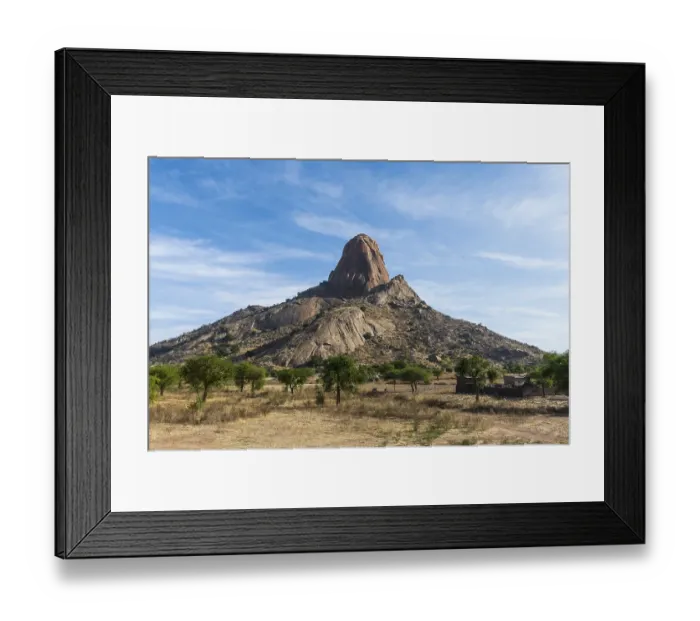 Framed Print : Striking granite mountain, Sahel, Chad, Africa