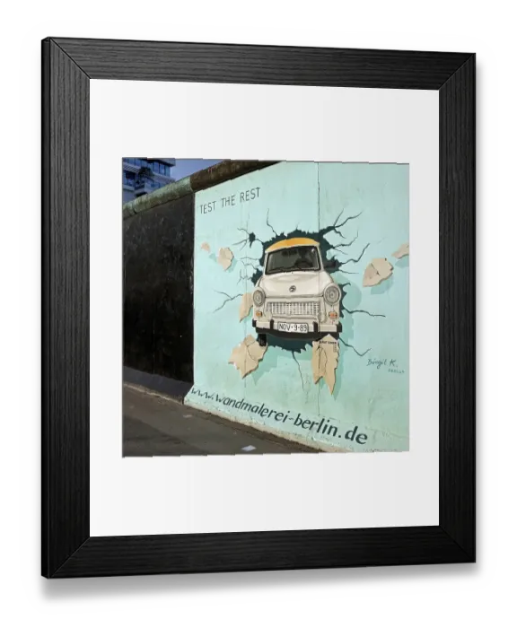 Framed Print : Mural on remnant of the Berlin Wall with the cardiac stress test (Test The Rest)