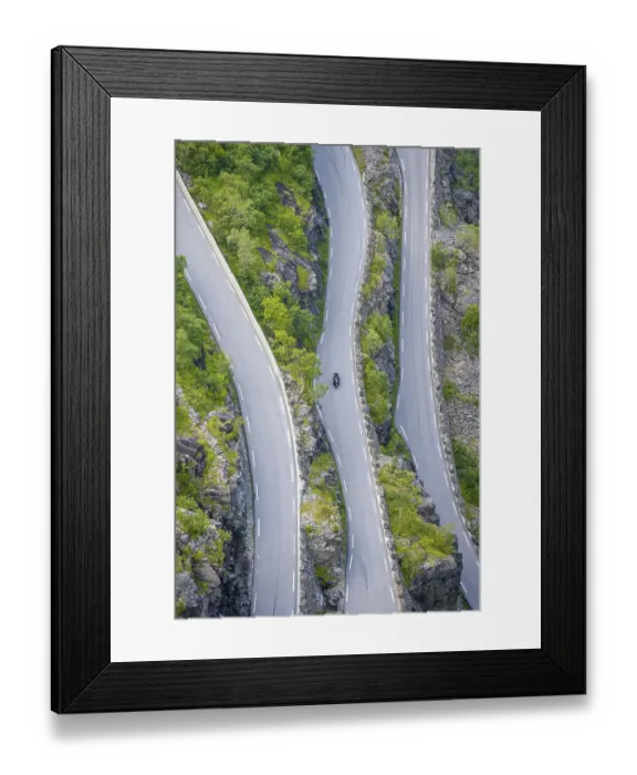 Framed Print : Cars on the mountain road Trollstigen