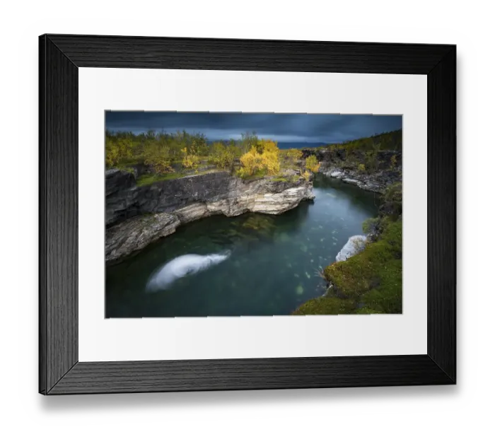 Framed Print : Vortices in Abisko canyon, Abiskojokk river
