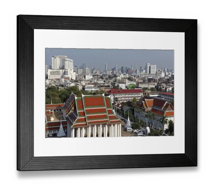 Framed Print : Ubsot Wat Saket with skyline, view from Golden Mountain