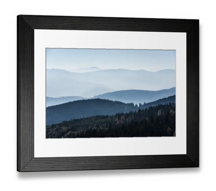 Framed Print : Staggered mountain ranges in the haze