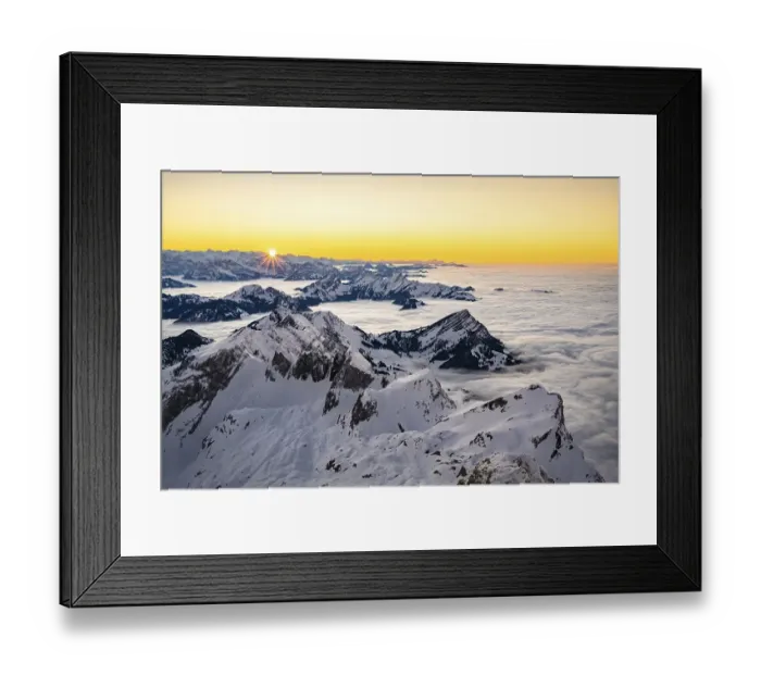 Framed Print : View from the Saentis to the mountains of Central Switzerland at sunset Framed Print : View from the Saentis to the mountains of Central Switzerland at sunset