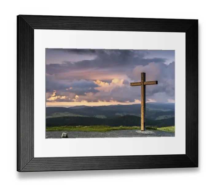 Framed Print : Summit cross on the mountain Belchen