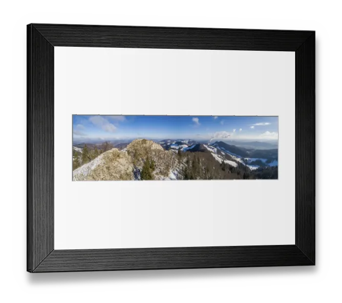 Framed Print : Belchenflueh and view of the first Jura mountains in winter