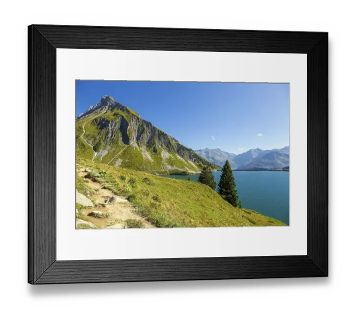 Framed Print : The Spullersee high mountain lake in Vorarlberg with a view of the Goppelspitz mountain Framed Print : The Spullersee high mountain lake in Vorarlberg with a view of the Goppelspitz mountain
