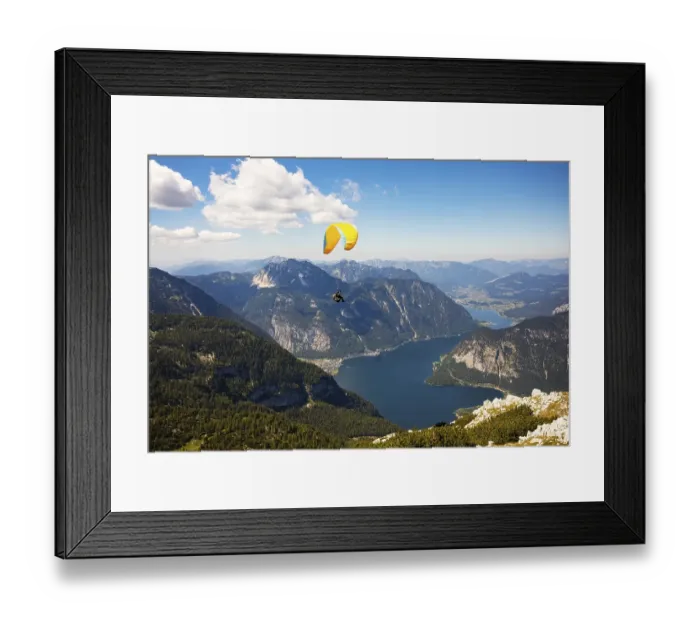 Framed Print : Paragliding on the Krippenstein with Hallstaettersee