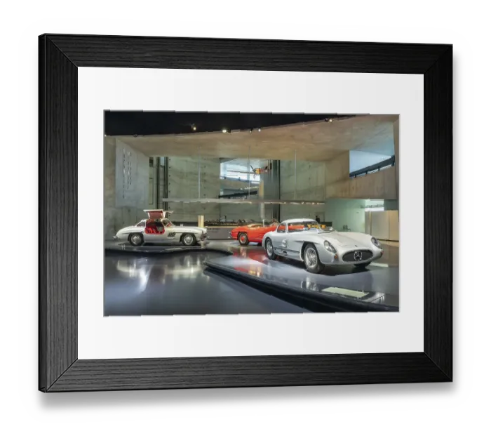 Framed Print : From left Mercedes-Benz 300 SL Coupe (1955) Gullwing