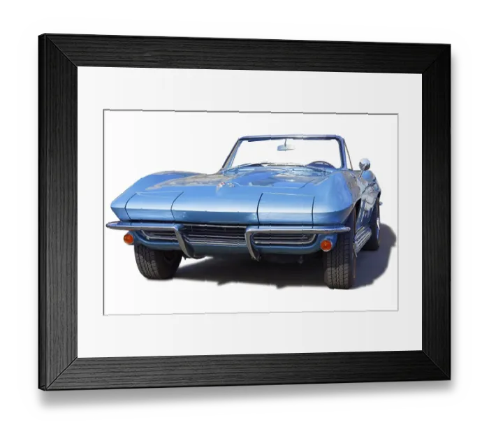 Framed Print : Blue Chevrolet Corvette Sting Ray Convertible