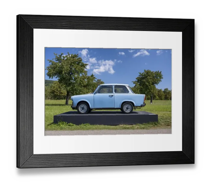 Framed Print : A Trabant 601 on a pedestal, Weil am Rhein