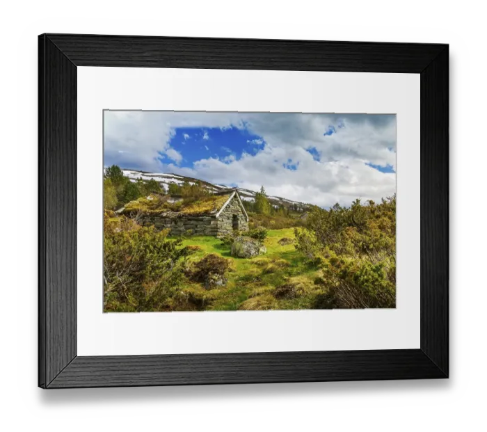 Framed Print : Old hut with a grass roof, Utvikfjell