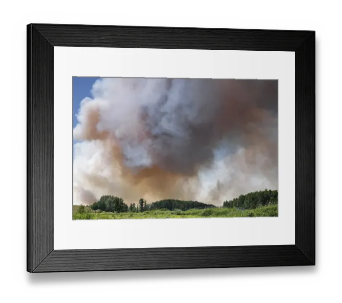 Framed Print : Fire on a grain field near Tutow