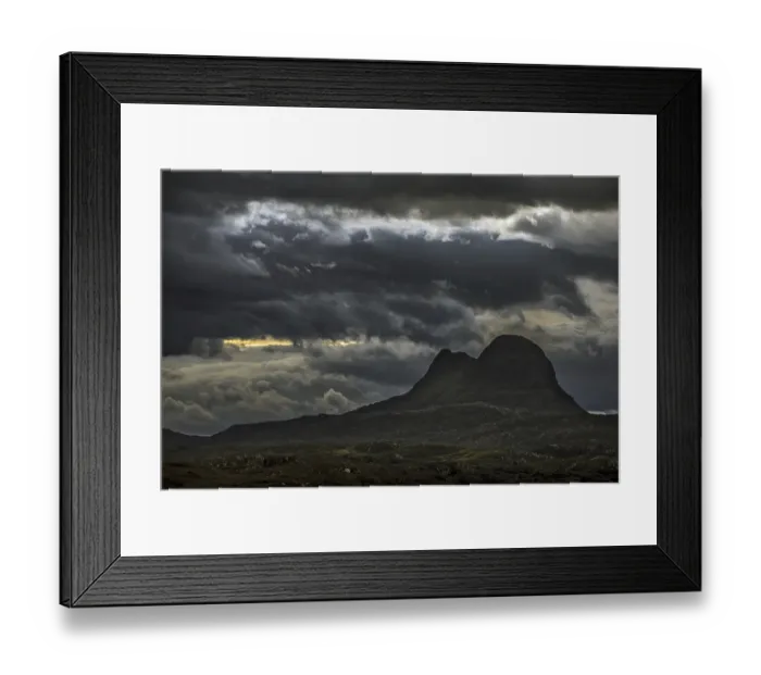 Framed Print : Storm clouds over the mountain Suilven at night Framed Print : Storm clouds over the mountain Suilven at night