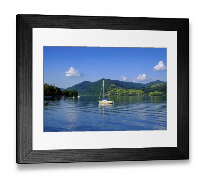 Framed Print : Western shore, near Buchenort, Attersee with Hoellengebirge