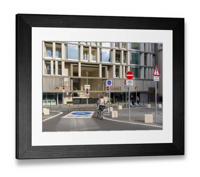 Framed Print : Symbolic photo on the subject of bicycle lanes in Berlin Framed Print : Symbolic photo on the subject of bicycle lanes in Berlin