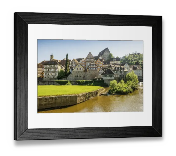 Framed Print : Medieval town and half-timbered houses Framed Print : Medieval town and half-timbered houses
