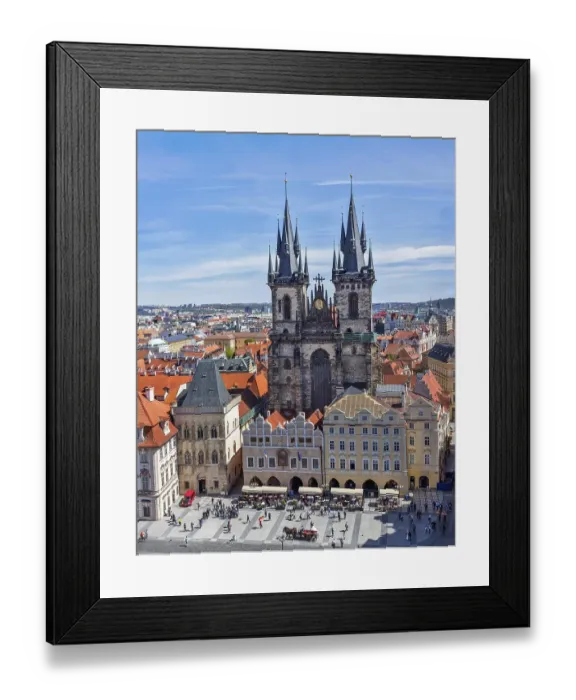 Framed Print : View of Tyn Church (Tynsky Chram) on Old City Square from Town Hall