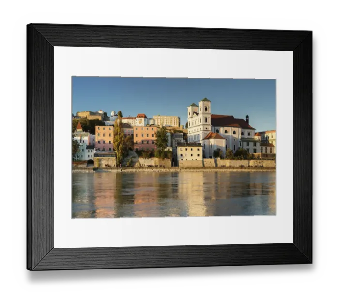 Framed Print : View over the Inn to St. Michael Jesuit Church and Veste Oberhaus, Passau, Lower Bavaria, Bavaria, Germany, Europe Framed Print : View over the Inn to St. Michael Jesuit Church and Veste Oberhaus, Passau, Lower Bavaria, Bavaria, Germany, Europe