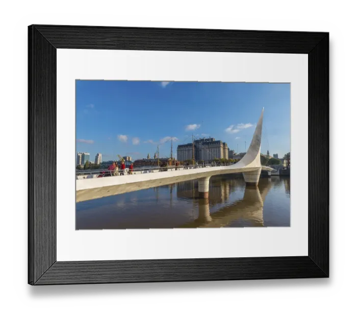 Framed Print : Puerto Madero with Women's Bridge Puente de la Mujer