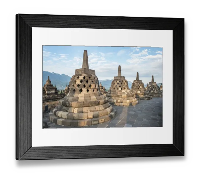Framed Print : Temple complex Borobudur, Stupas Framed Print : Temple complex Borobudur, Stupas