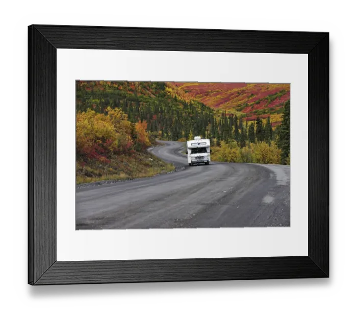 Framed Print : Motorhome driving through the Denali National Park Framed Print : Motorhome driving through the Denali National Park
