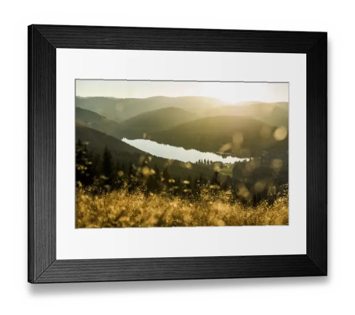 Framed Print : View from Hochfirst to Lake Titisee and Feldberg mountain at sunset Framed Print : View from Hochfirst to Lake Titisee and Feldberg mountain at sunset