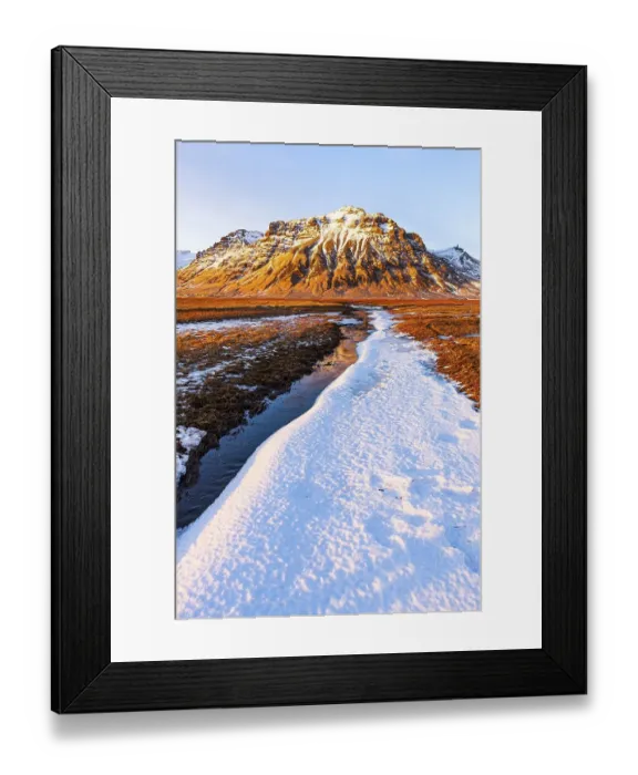 Framed Print : Mountain landscape at Myrdalsjoekull