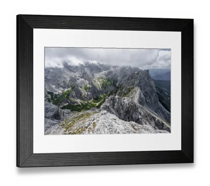 Framed Print : View from the summit of the Waxenstein over rocky