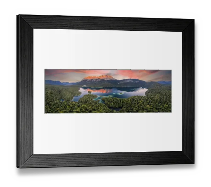 Framed Print : Aerial view, evening mood, Zugspitze massif with Zugspitze