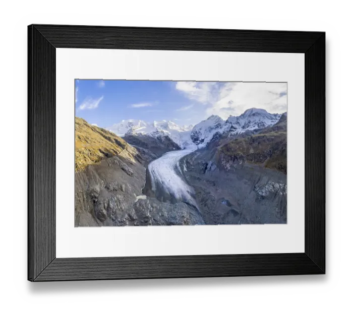 Framed Print : Morteratsch Glacier, Bernina Group with Piz Bernina