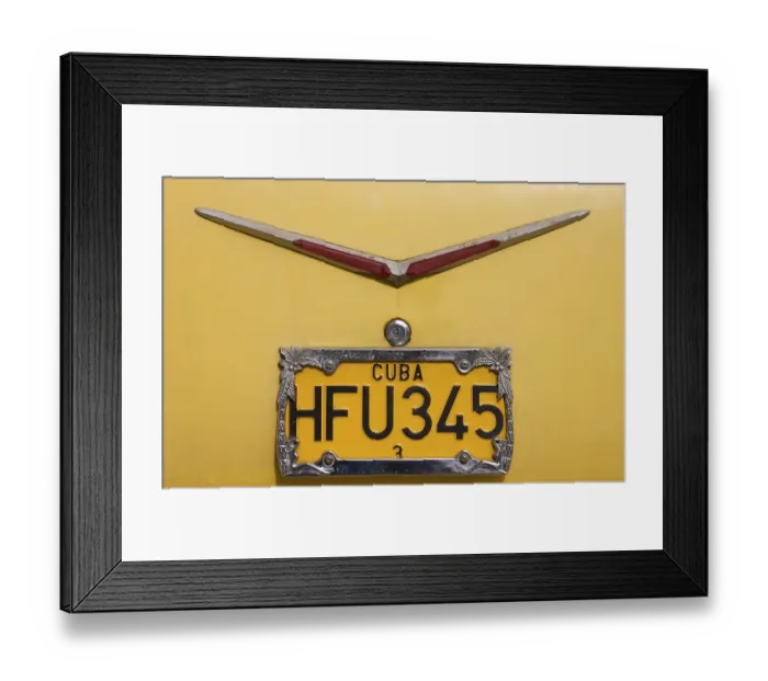 Framed Print : Number plate of a Chevrolet, classic car